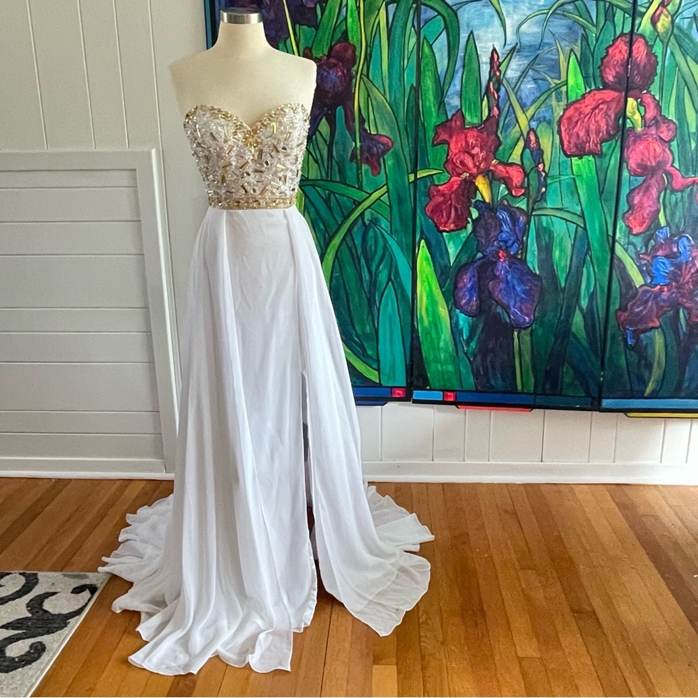 Strapless Wedding Dress Evening Formal Gown Holiday Party Prom Bridal Bride